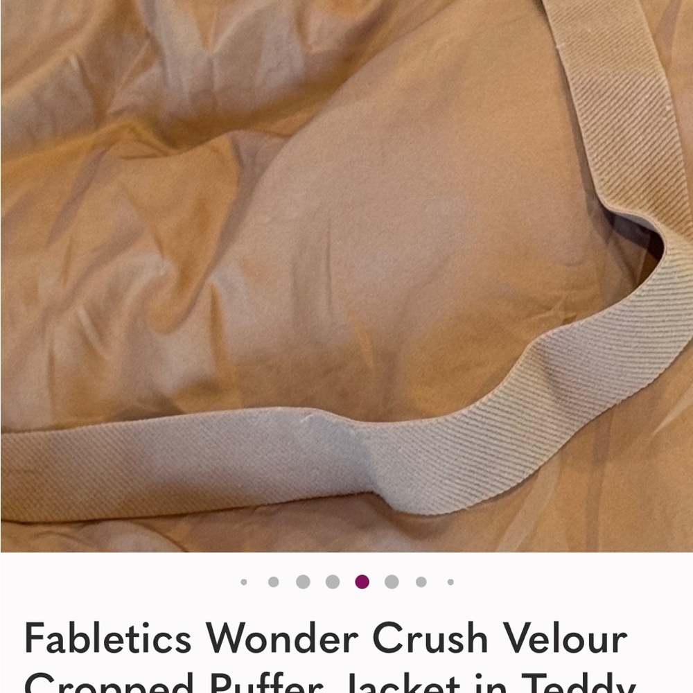 Fabletics Velvet Puffer Jacket Champagne color Size 1X - Picture 12 of 14